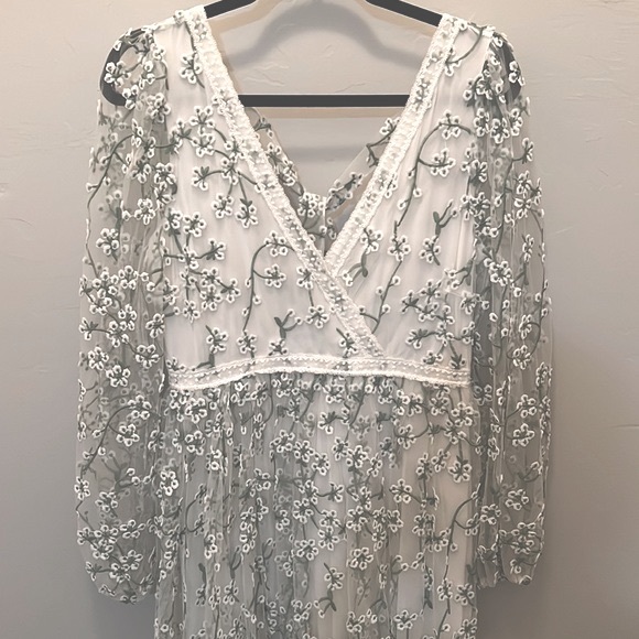 Ivory Floral Embroidered Maxi Dress - Picture 5 of 8